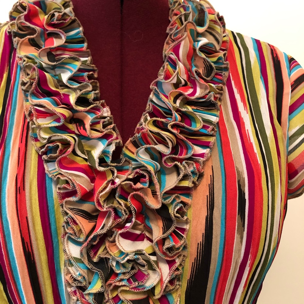 Multicolored, Ruffled Blouse - Picture 4 of 6